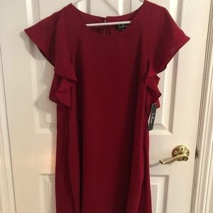 Lulu's Burgundy Ruffle Sleeve Midi Dress